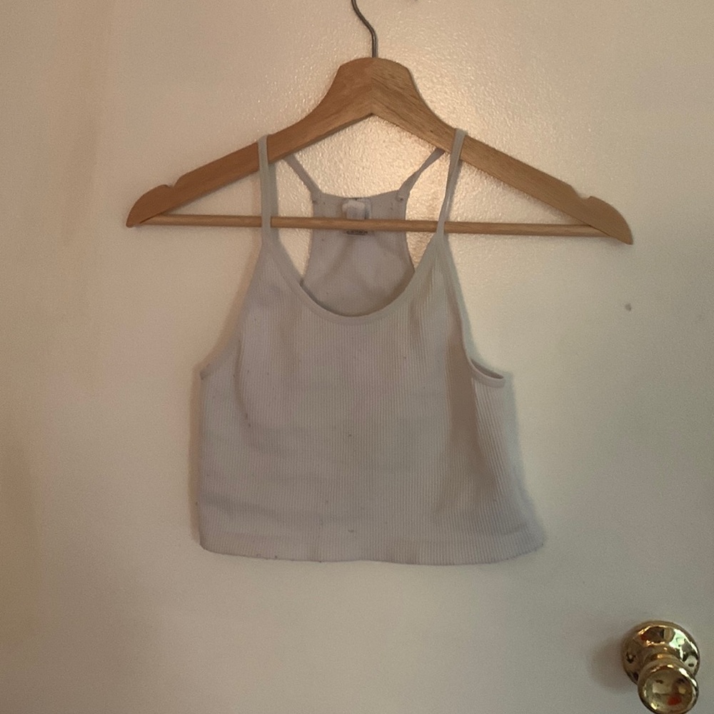 White dynamic cropped tank